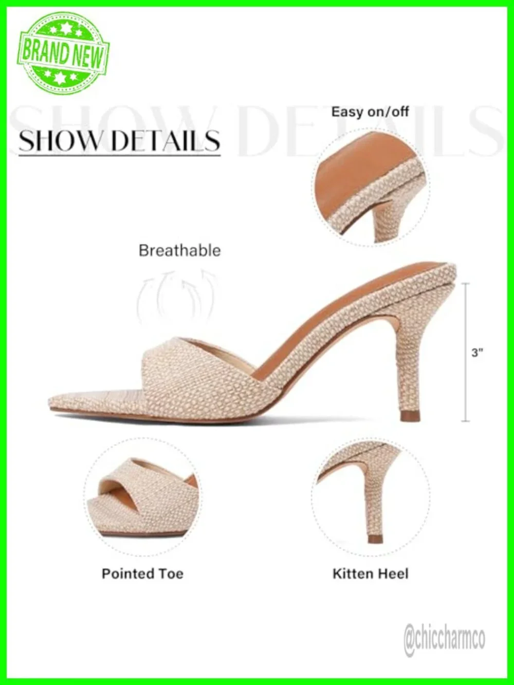 Kitten Heels Mules Sandals Women Slip On Stiletto Slingback Open Peep Toe Party